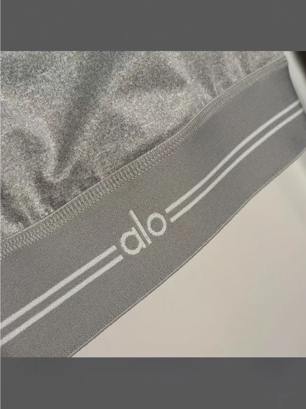 ALO Yoga Grey and White Ribbed Bralette & Mini Skirt Set
